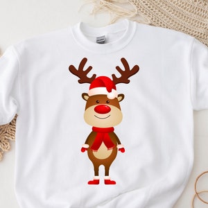 Cute Reindeer Sweatshirt, Reindeer Sweatshirt, Santa Sweatshirt, Christmas Sweatshirt, Christmas Sweater, Cute Xmas