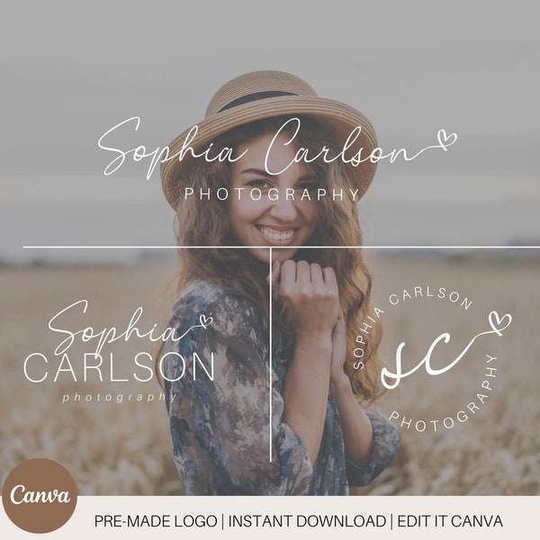 Premade Canva Watermark Logo Photography Logo Instant Download Minimalist Logo  Photography Calligraphy Logo  Kit Template