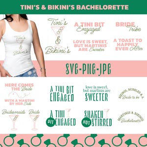 Bachelorette Svg bundle, Martini&#39;s & Bikini&#39;s Bachelorette, Wedding Party Logo Pack, DIY Bridal Celebration Graphics, PNG, SVG