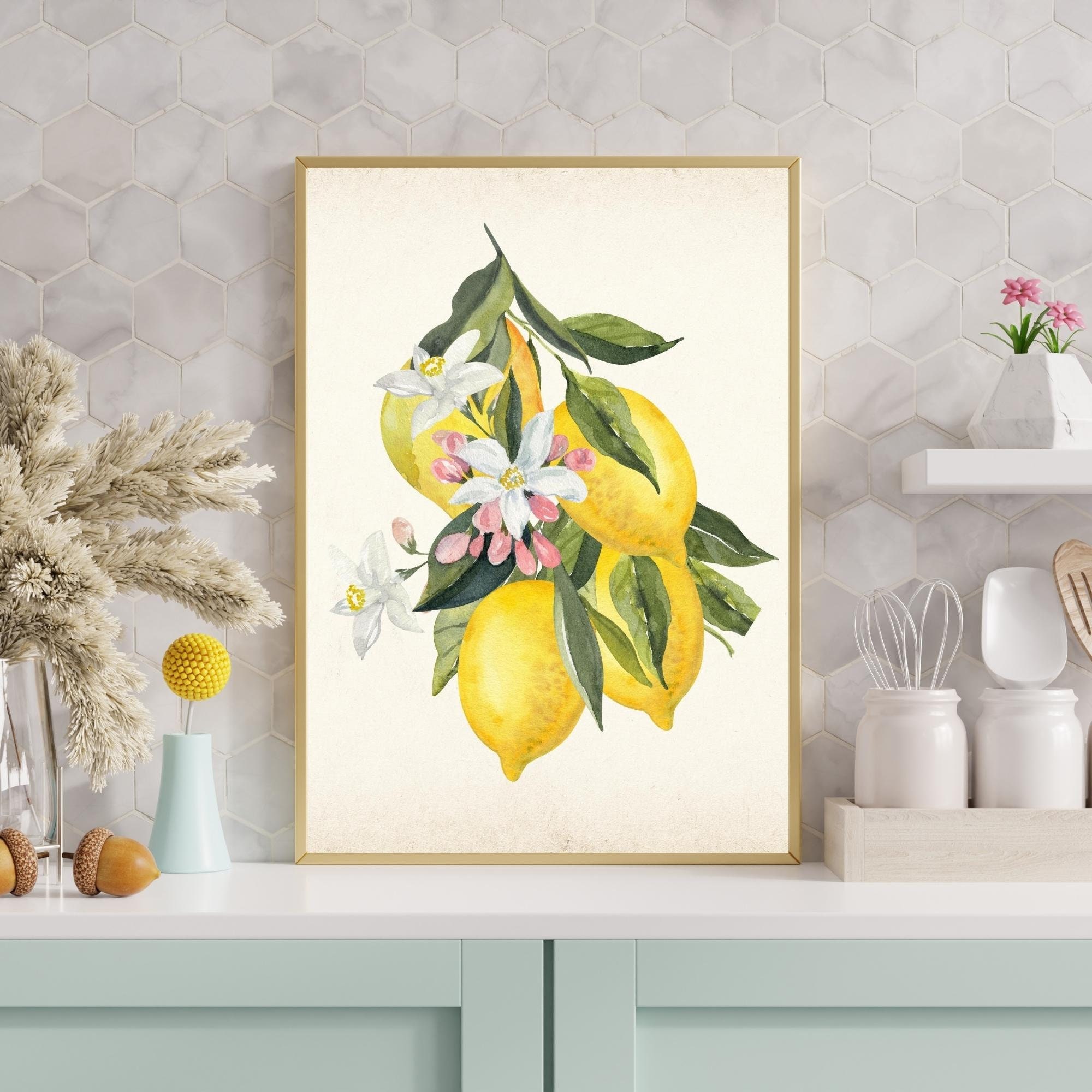 Yellow Lemon Printable Wall Art Home and Kitchen Decor Ideas - Etsy