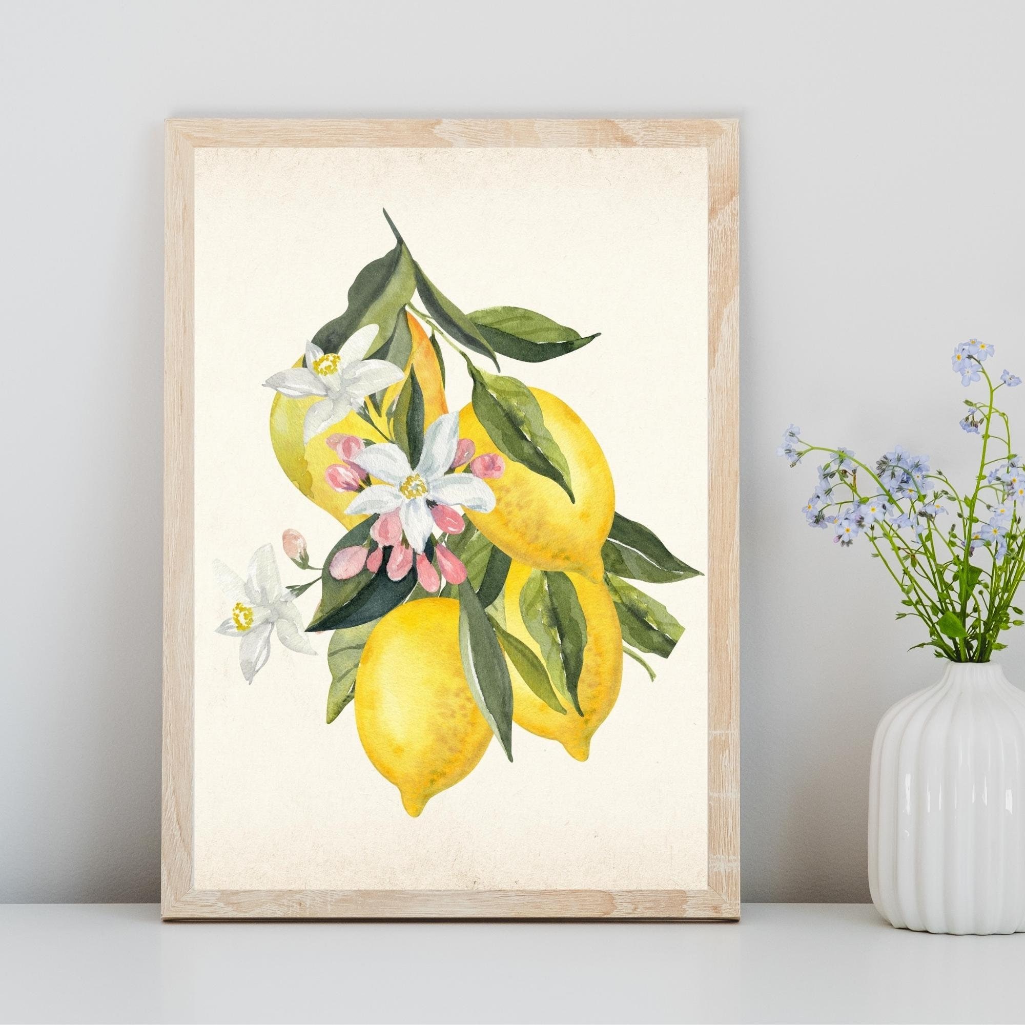 Yellow Lemon Printable Wall Art Home and Kitchen Decor Ideas - Etsy