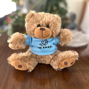 Cartão de urso de pelúcia com poema "Estou livre", frete incluso, coração com asas de anjo, amigo fofinho, lembranças especiais, condolências, presente memorial