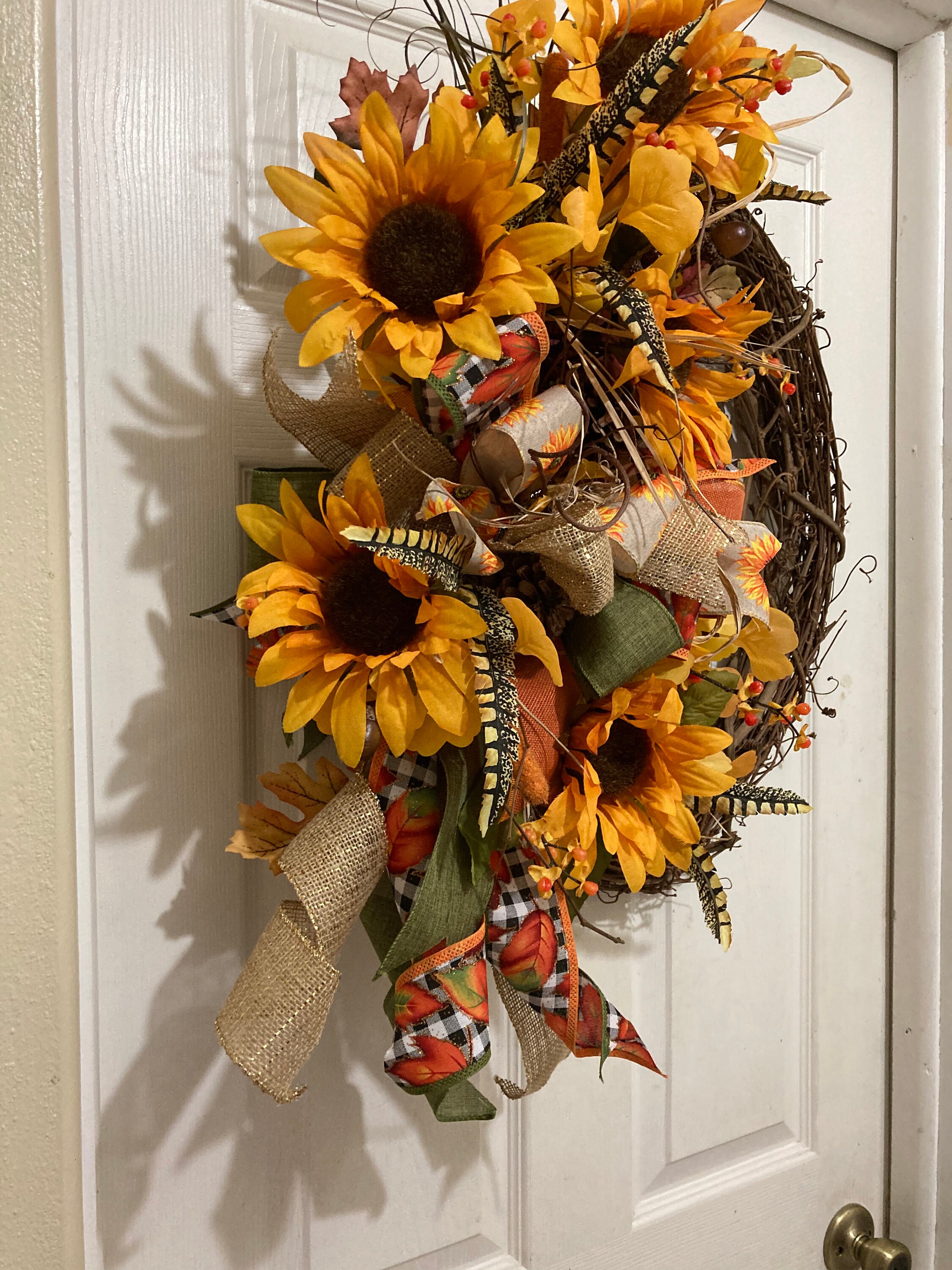 Fall Front Door Porch Autumn Thanksgiving Twig Grapevine Large Wreath ...