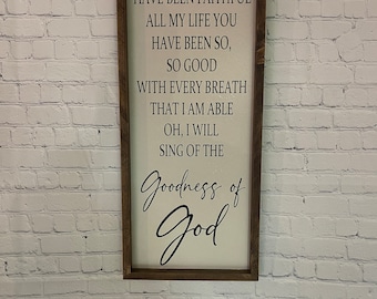 Christian Wall Decor - Goodness of God Song Sign - Song Lyrics Wall Art - Music Lyrics Framed - Faith Wall Art - Christian Wall Art