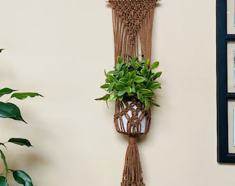 Decoración casera del hogar de la percha de la planta - soporte de la planta macrame - soporte de la planta colgante de la pared - percha macrame