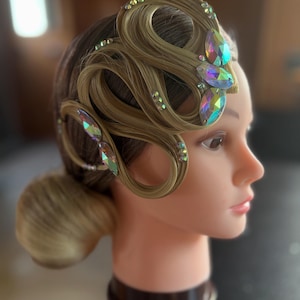 Rhinestone Latin Dance Hair Piece: Golden Blonde Competition Hair Wave