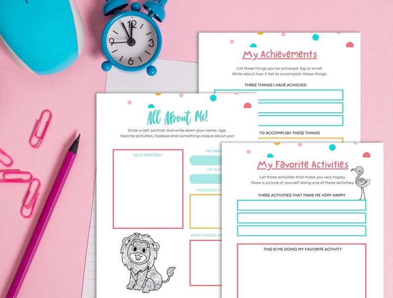Self-Love Coloring Journal for Kids & Teens – Animal Mandalas, Affirmations (Printable PDF, Canva Template) image 5