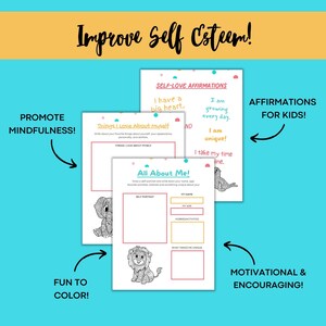 Self-Love Coloring Journal for Kids & Teens – Animal Mandalas, Affirmations (Printable PDF, Canva Template) image 4