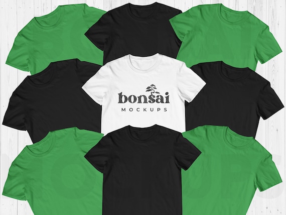 St Patricks Day Party Group Shirts Mockup | St Patty&#39;s Family Group Tshirts Mock-Up | Green Black and White Unisex Blank Tees Mockup SVG