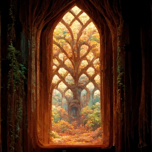 IN STOCK: Tolkien-inspired Window R-2 - Human/AI hybrid art print or gallery wrapped canvas