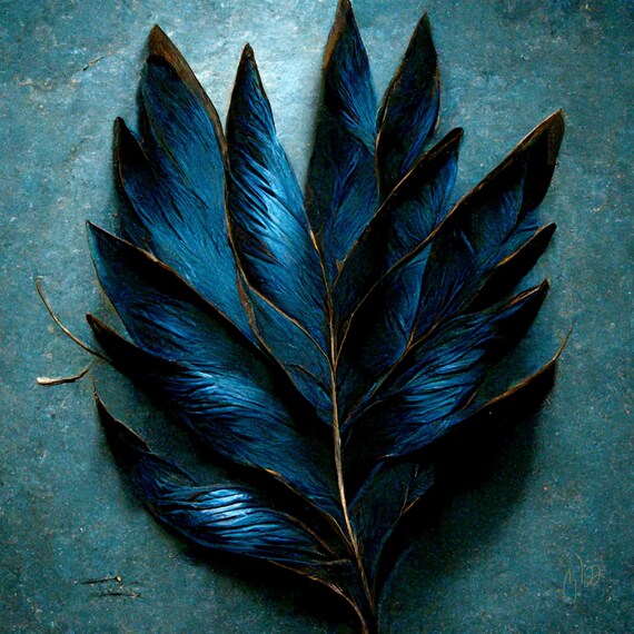 PREORDER Blue and Bronze Featherleaves Human/ai Hybrid Etsy