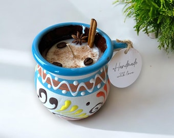 Mexican Jarrito decorated Candle | Soy Wax Scented Candles
