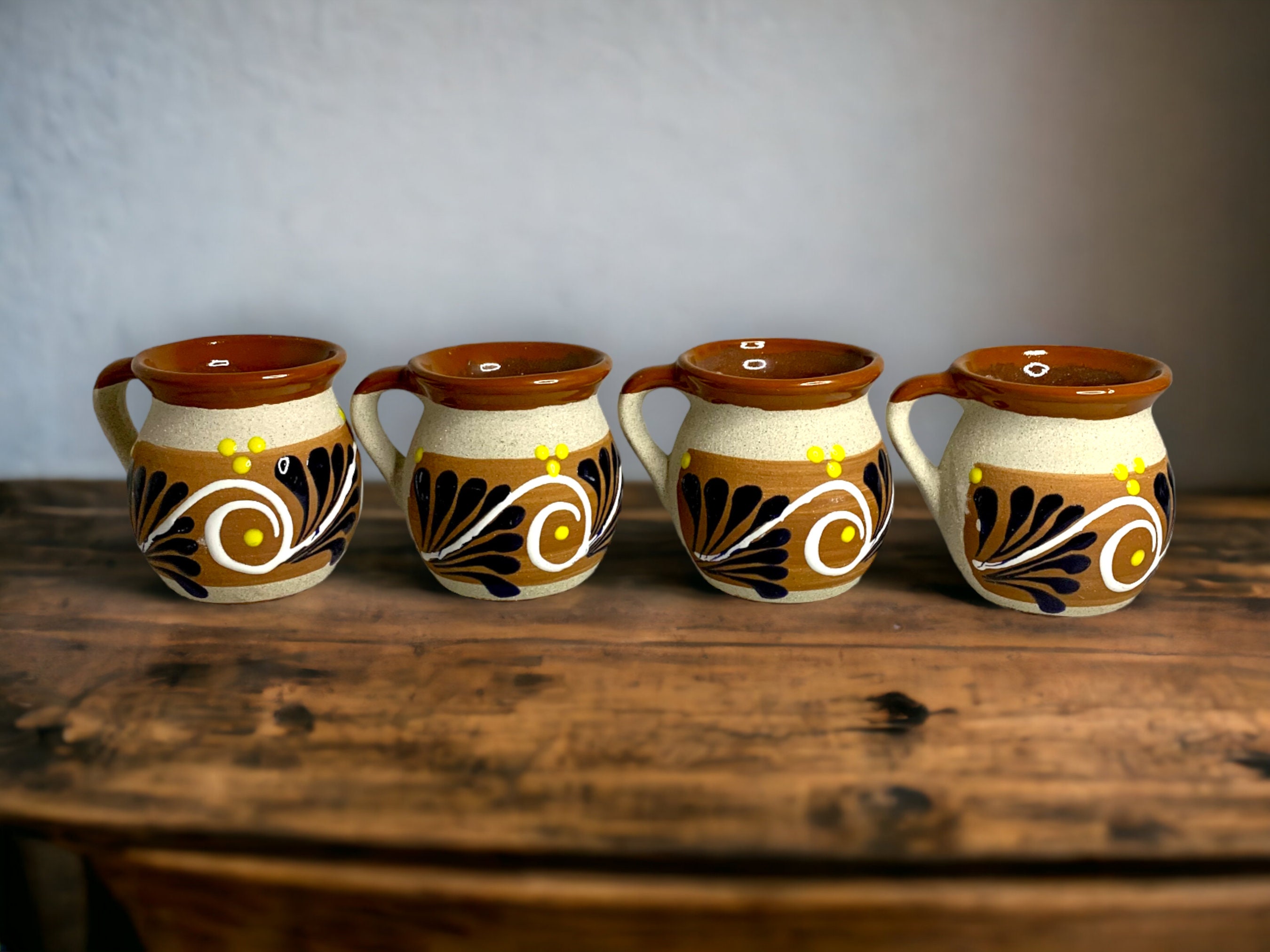 Mexican Brown Jarritos Coffee Mug Set of Four Jarritos Etsy