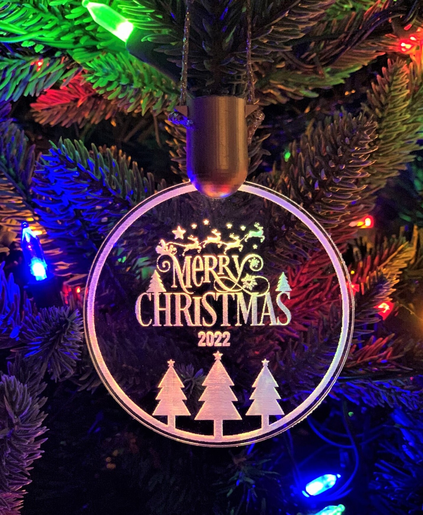 Custom LED Christmas Ornament Santa Merry Christmas Lighted Etsy