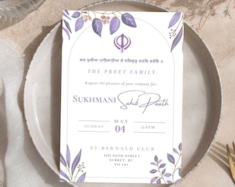 Sukhmani Sahib Paath Invitation | Sikh Invitations | Digital, Editable, DIY invite