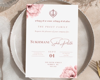 Sukhmani Sahib Paath Invitation | Sikh Invitations | Digital, Editable, DIY invite