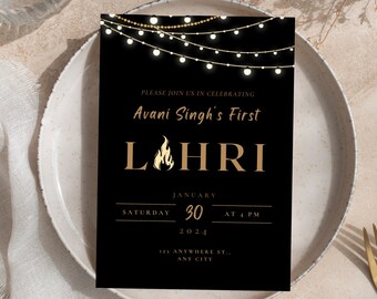 Lohri Einladung | Lohri Feier | Bearbeitbar DIY | Digitaler Download | Sofortdownload
