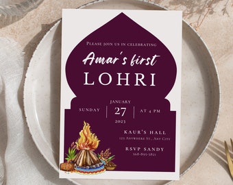 Lohri Einladung | Lohri Feier | Bearbeitbar DIY | Digitaler Download | Sofortdownload