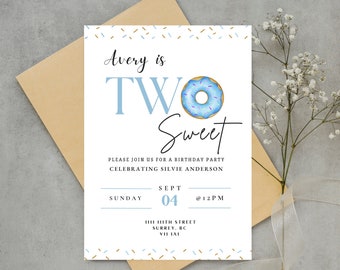 Two Sweet Birthday Party Invitation | Instant Digital Invite Download | 2nd Birthday| Editable DIY Invite