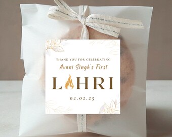 Lohri Printable Sticker / Tag | Editable DIY | Digital Download | Instant Download