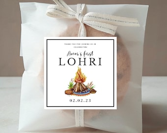 Lohri Printable Stickers / Tags | Round and Square Stickers OR Tags | Editable DIY | Digital Download | Instant Download