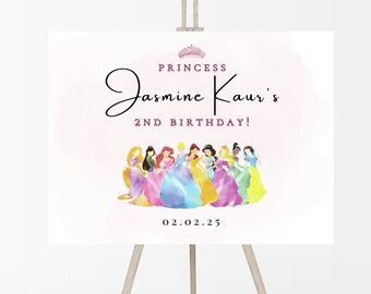 Princess Birthday Welcome Sign | Instant Digital Birthday Invite Download | Castle Theme | Editable DIY Invite