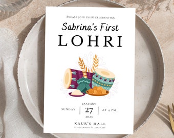 Lohri Einladung | Lohri Feier | Bearbeitbar DIY | Digitaler Download | Sofortdownload