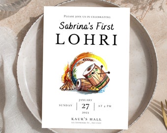 Lohri Einladung | Lohri Feier | Bearbeitbar DIY | Digitaler Download | Sofortdownload