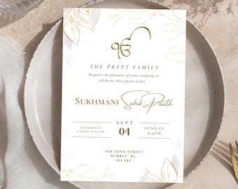 Sukhmani Sahib Paath Invitation | Sikh Invitations | Digital, Editable, DIY invite