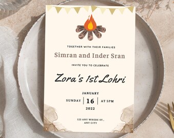 Lohri Einladung | Lohri Feier | Bearbeitbar DIY | Digitaler Download | Sofortdownload