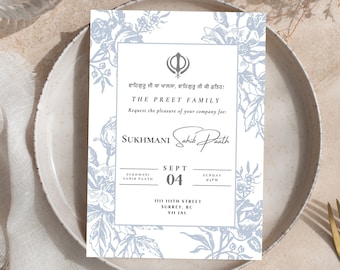 Sukhmani Sahib Paath Invitation | Sikh Invitations | Digital, Editable, DIY invite