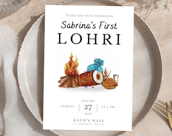 Lohri Einladung | Lohri Feier | Bearbeitbar DIY | Digitaler Download | Sofortdownload