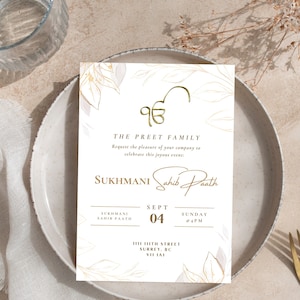 Invitation de Sukhmani Sahib Paath | Invitations sikhs | Invitation numérique, modifiable, bricolage