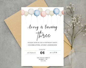 Birthday Party Invitation | Instant Digital Invite Download | Birthday | Editable DIY Invite