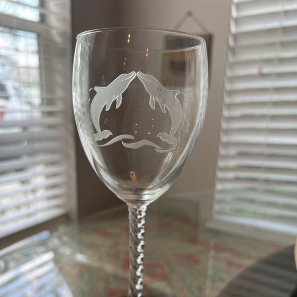 Dolphin Wine Glass Etsy