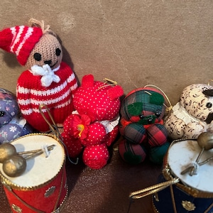 Vintage Bear ornaments with drums