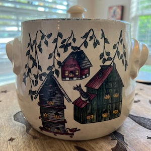 Vintage bird house cookie jar