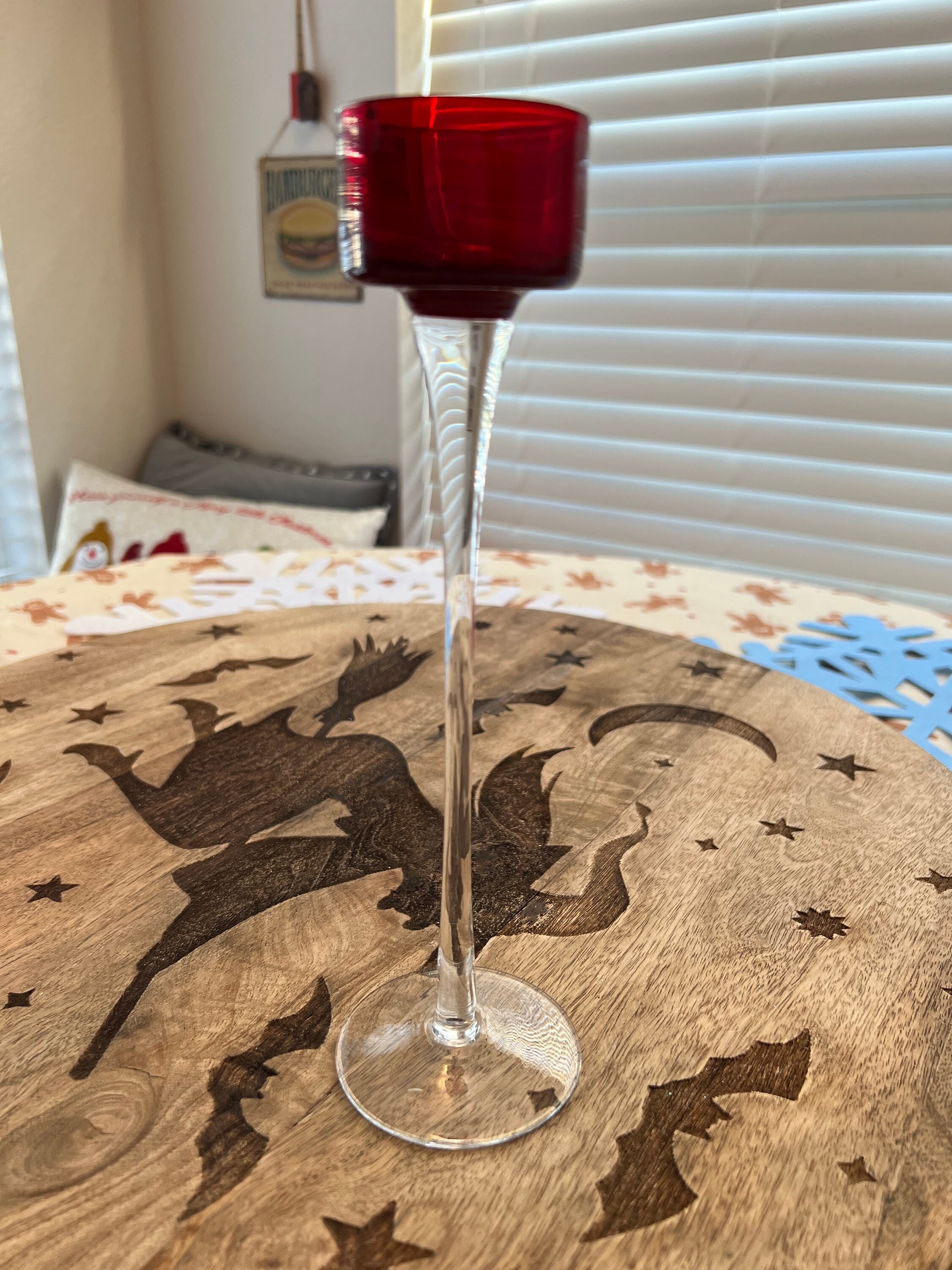 Long Stem Glass Tea Light Candle Holder Etsy