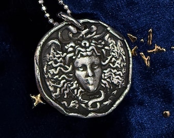 Fine Silver Medusa Pendant Necklace: Handmade Protection Charm