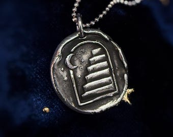 Fine Silver Stairway to the Moon Pendant Necklace: Good Luck Charm
