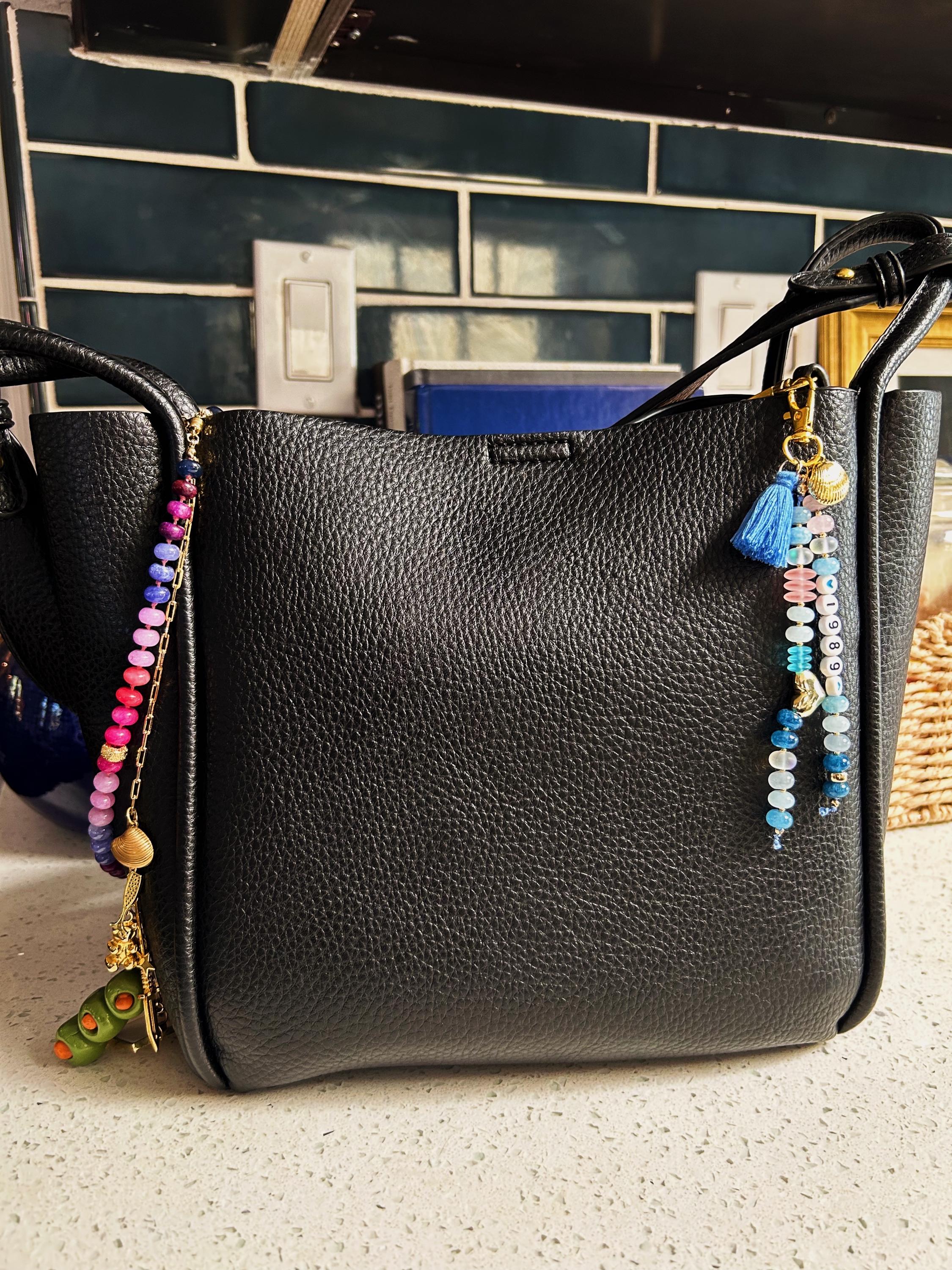 ミュージック ^_^ Handmade 1989 Era Genuine Gemstone 18k Gold Filled Keychain Bag