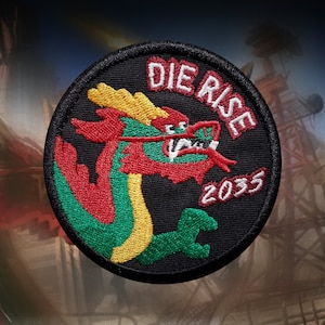 Naszywka haftowana Ø3" Ø7,6 cm BLACKOPS Zombies DIE RISE Dragon z rzepem i pętelką do gier wideo, do prasowania i cosplayu