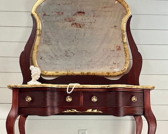 Antique Dressing Table Vanity with Mirror