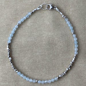 Aquamarine and Silver Bracelet - Handmade with Genuine Gemstones
