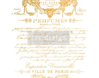 Decor Transfers - Kacha Gold Foil Perfume Notes (18” x 24”) - 2 sheets