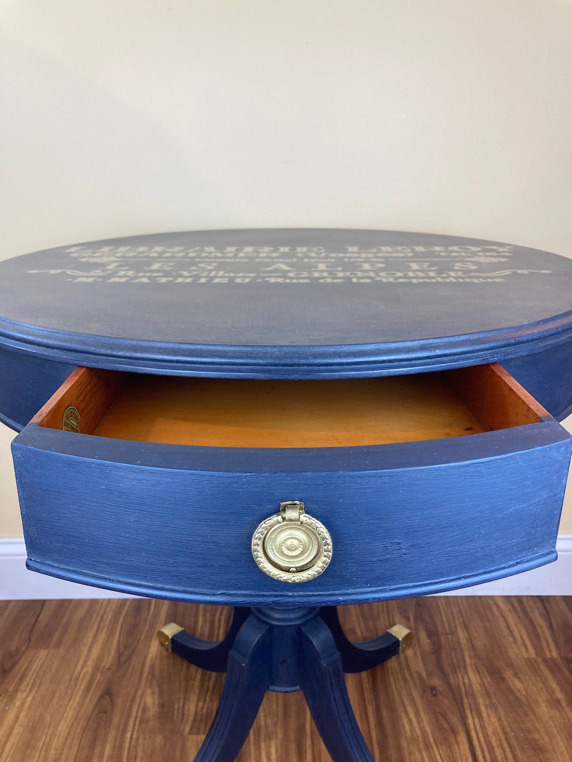 Solid Wood Round Drum Table, Side / End Table upcycled Furniture Etsy