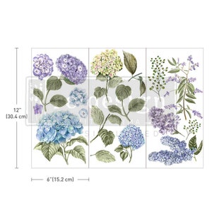 Decor Transfers - Mystic Hydrangea (6” x 12”) - 3 sheets