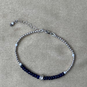 Sapphire and Silver Bracelet - Handmade with Genuine Gemstones