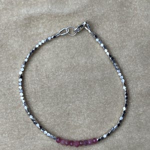 Pink Tourmaline and Silver Bracelet - Handmade with Genuine Gemstones