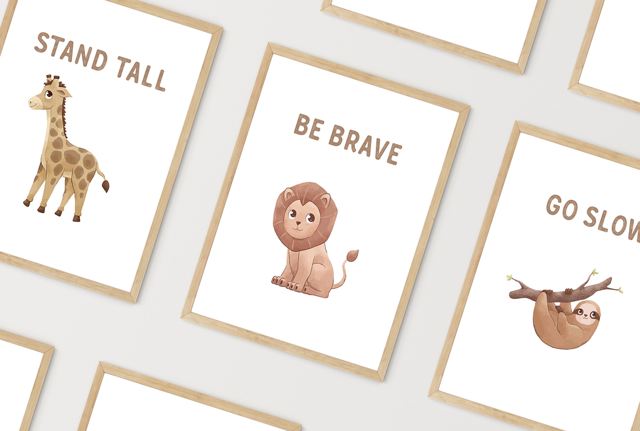 Jungle Animals Print Set of 3, Gender Neutral Wall Art, Nursery Prints